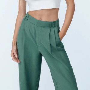 Zara Wide Leg Pant Bottle Green